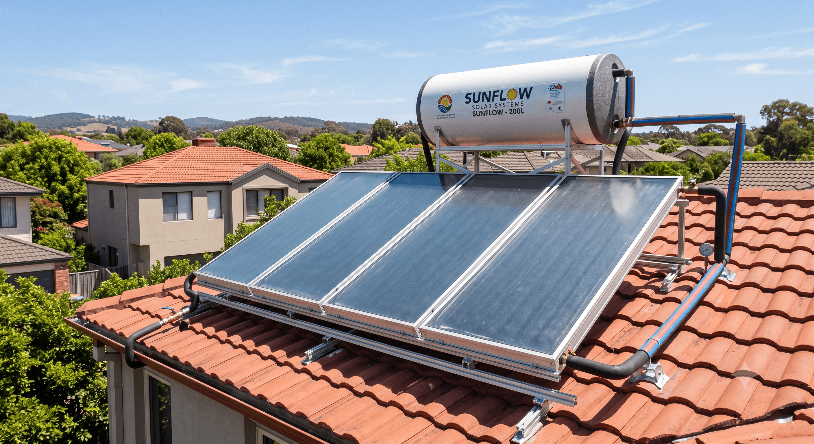 Solar Water Heater on Roof
